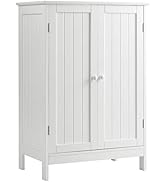 Tangkula Bathroom Floor Cabinet, Wooden Floor Storage Cabinet with Double Doors,for Home Living R...
