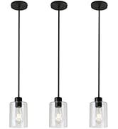 KLSS Black Pendant Lights Kitchen Island - Clear Glass Pendant Light Fixture Multiple Stems Rods ...