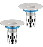 DODOBETTER Universal Bathroom Sink Stopper, Pop Up Sink Drain Strainer Plug with Removable Stainl...