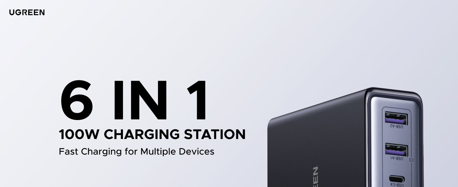 6 IN 1 100W CHARGING STATION Fast Charging for Multiple Devices