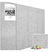 Large Cork Board Alternative 48" X 36" Bulletin Board - 12 Pack Removable Felt Wall Tiles with 30...