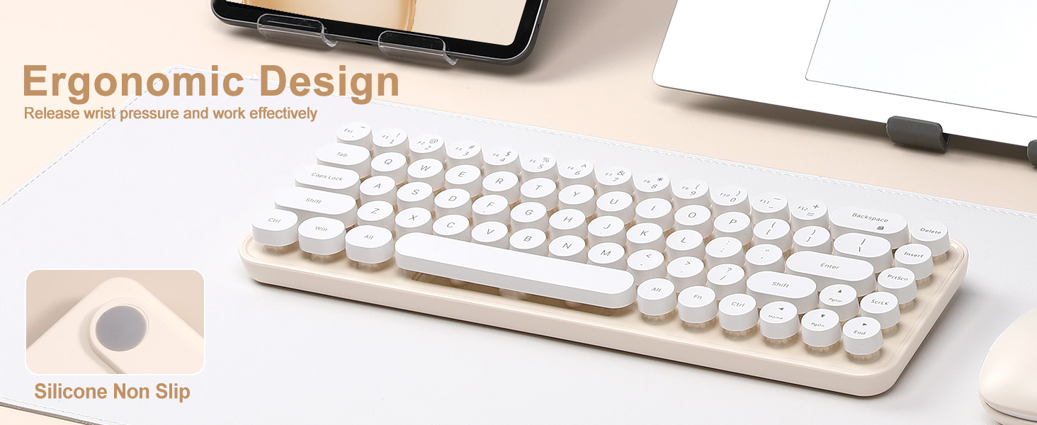 i68 Wireless Typewriter Keyboard and Mouse Combo