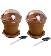 Housoutil Dessert Cups 20pcs Mini Dessert Cup, Plastic Flowerpot Cake Cups with Dome Lid, Bottom ...