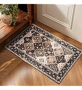 Lessymo Moroccan Washable Rugs for Entryway, Faux Wool 2x3 Small Area Rug for Kitchen Bathroom Co...