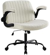 DUMOS Criss Cross Office Chair with Wheels, Wide Cross Legged Desk Vanity Chair Comfy Fabric Flip...