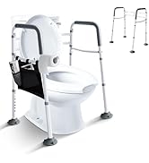 Adjustable Toilet Safety Rail, ALLGLAM Foldable Toilet Handles for Elderly, Pregnancy &amp; Mobility ...