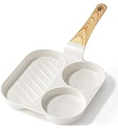 Non Stick Egg Pan - 3 Section Breakfast Frying Pan, 3-In-1 Divided Grill Pan with Heat-Resis...