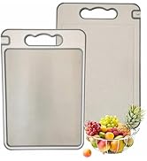 Pure titanium cutting board for kitchen, FDA tested, with juice groove, knife sharpener, garlic g...