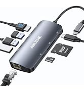 USB C Hub Multiport Adapter, ABLEWE 8-in-1 USB-C Hub with 4K@60Hz HDMI, 1Gbps Ethernet, 100W PD, ...