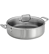 Tramontina Tri-Ply Clad Stainless Steel 6-Quart Braiser Pan with Glass Lid, Induction-Ready, Dish...