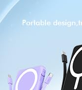 podoru for Magsafe Battery Pack, 10000mAh Magnetic Power Bank Built-in Double USB C Cables 20W PD...