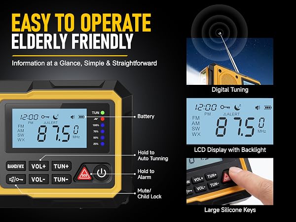 emergency radio; weather radio; hand crank radio; NOAA weather radio; emergency weather radio