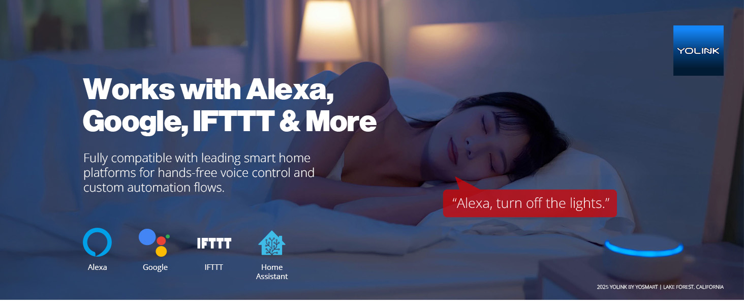 Works with Alexa, Google, IFTTT