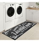 Lansny Small Laundry Room Runner Rug 24x60 Inches Non Slip Waterproof Black Washable Laundry Mat ...