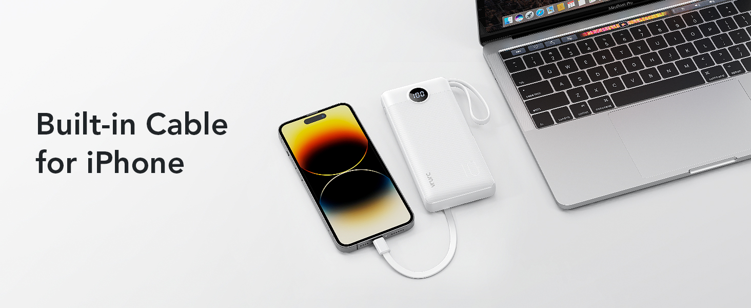 portable charger built-in cable for iPhone