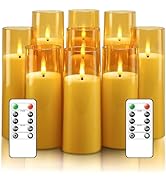 kakoya Flickering Flameless Candles Battery Operated with Remote and 2/4/6/8 H Timer Plexiglass L...