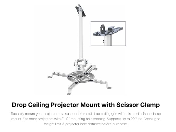 Drop Ceiling Projector Mount with Scissor Clamp Metal Grid Clamp Projector Mount