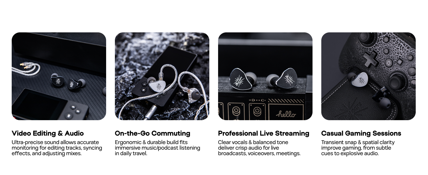 Linsoul Kiwi Ears Belle 10mm DLC Dynamic Driver in-Ear Monitor, HiFi Wired Earbuds