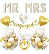 Sand White Engagement Party Decorations, MR and MRS Balloons Decor, White Gold Confetti Balloons,...