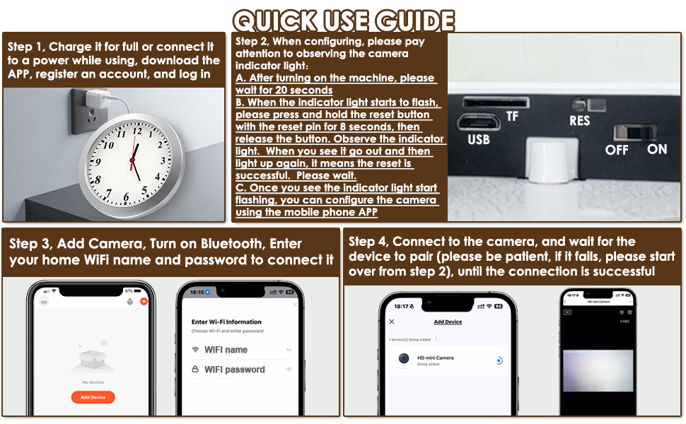 wireless clock camera WH47 4