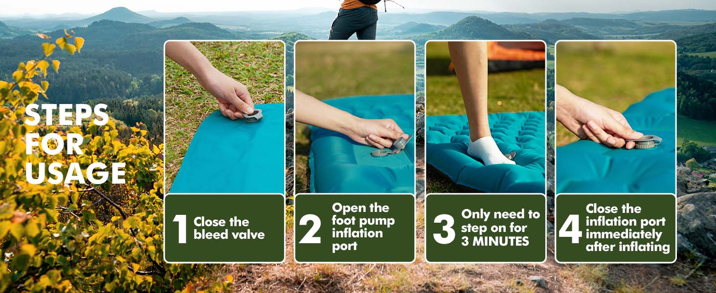 double sleeping pad for camping peacock blue 12cm