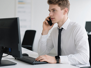 Work scene with smart watch