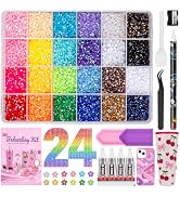 36000Pcs Bedazzling Kit with Rhinestones, 24 Colors 3mm Resin Jelly Flatback Gems, All-in-One Bed...