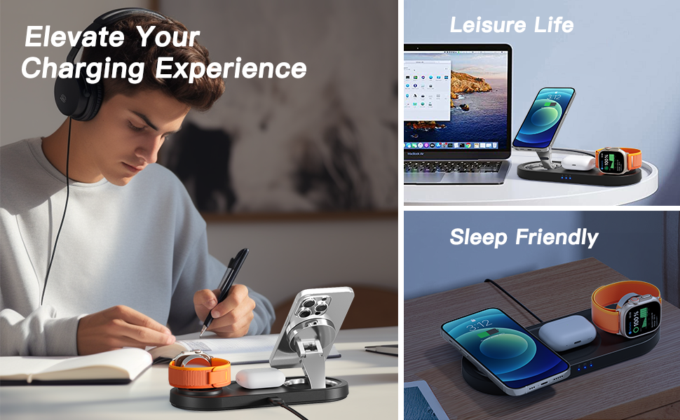 charging station charger iPhone apple wireless watch mag safe stand phone pad AirPods travel