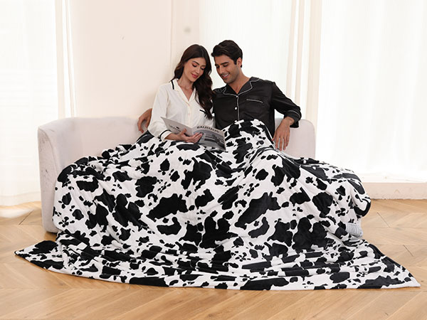 heated electric blanket cow print throw twin full queen fast even heating washable soft cozy 