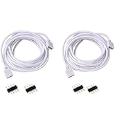 RGBZONE 2 Pack 3 Meters/9.9ft Extension Cable Connect Female Plug to RGB LED Strip Light with Fre...