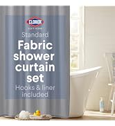 Clorox Bathroom Shower Curtain with Waterproof Lightweight PEVA Liner Set, Standard Size for Bath...