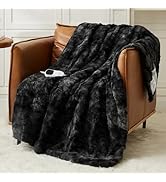 Homemate Heated Blanket Electric Throw - 50"x60" Heating Blanket Throw 1/2/4/6/8 Hours Auto-Off 1...