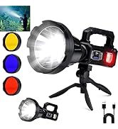 Rechargeable Solar Spotlight High Lumens 300,000L, 6 Modes Super Bright Led Spot Light Outdoor Ha...