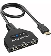 HDMI Switch 3 in 1 Out, 4K@30hz HDMI Splitter, 3 Ports HDMI Switcher Supports Full HD 1080P 3D Co...