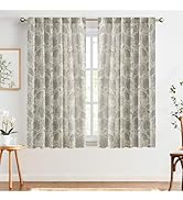 jinchan Linen Curtains for Living Room, Gray Floral Paisley Patterned Curtains 63 Inch Length, Li...