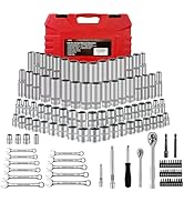 EACELIY 122Pcs 1/4" &amp; 3/8” Drive Impact Socket Set, Ratchet Socket Wrench Set with Extention Bar,...