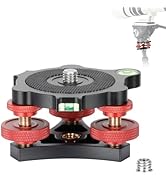 Koolehaoda Tripod Leveling Base Camera Head Leveler Aluminum Alloy 3 Axis Tri Wheel Head +/-5° Pr...