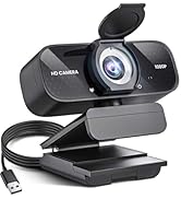 TRAUSI 1080P HD Webcam with Noise-Canceling Mic, Auto Light Correction, Privacy Cover and Wide An...