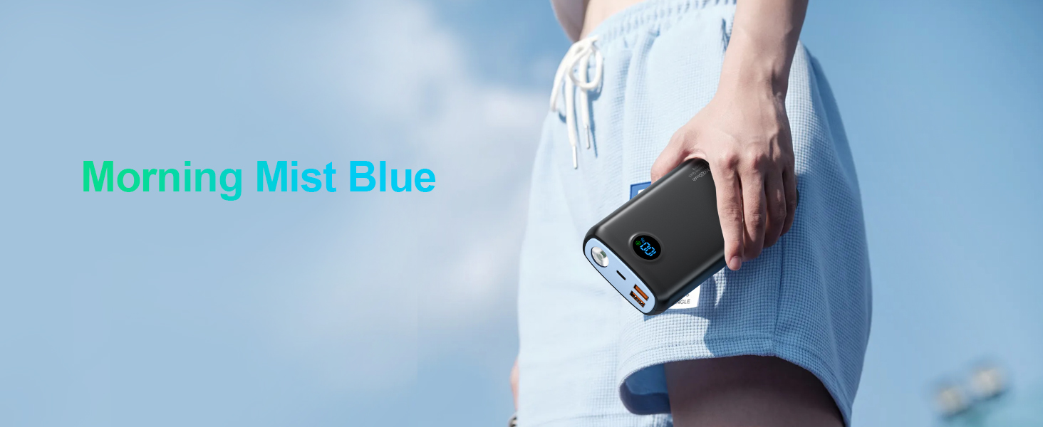Travel-ready external battery with 30W fast charging for phones and tablets.