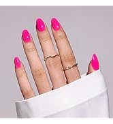 MelodySusie Press On Nails Short Oval Hot Pink, Long-lasting &amp; Glossy Finish, Reusable with Glue ...