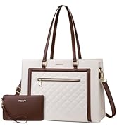 MOSISO Laptop Tote Bag for Women, 15.6 inch PU Leather Rhombus Quilted Tote Crossbody Handbag, La...