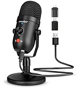 Podcast Microphone for Phone/Pad/PS4,Condenser Recording USB Microphone for Computer,Metal PC Mic...