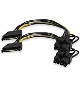 XANHAM 2-Pack 7.8 Inch 15 Pin SATA to 8 (6+2) Pin PCI Express Power Cable Adapter, Male to Male