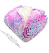 ZXU Heated Blanket Electric Throw Blanket, Plush &amp; Sherpa Heating Blanket, 50" x 60" Warming Blan...