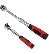 GOSWIFT 1/2 Inch Drive Extendable Ratchet Wrench 72 Teeth Reversible with Soft Grip Handle Extend...