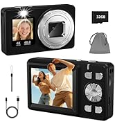 Digital Camera, 4K 48MP Autofocus Dual Screen for Selfies, 18X Zoom Fill Light, Portable Point an...