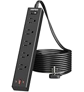 HOPOW Power Strip Surge Protector, 10 Ft Ultra Flat Extension Cord, Surge Protector with 5 Outlet...