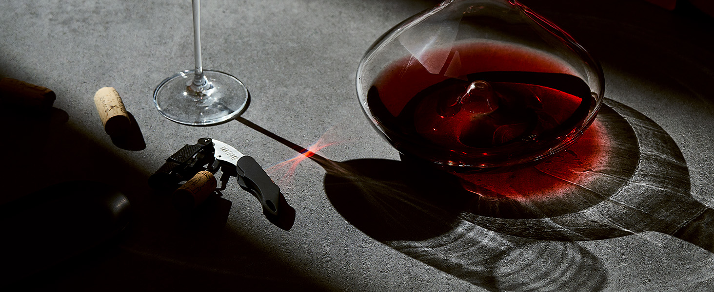 Nonslip Rubber Handle Waiters Corkscrew with Citadel Crystal Wine Decanter with Stopper Lid