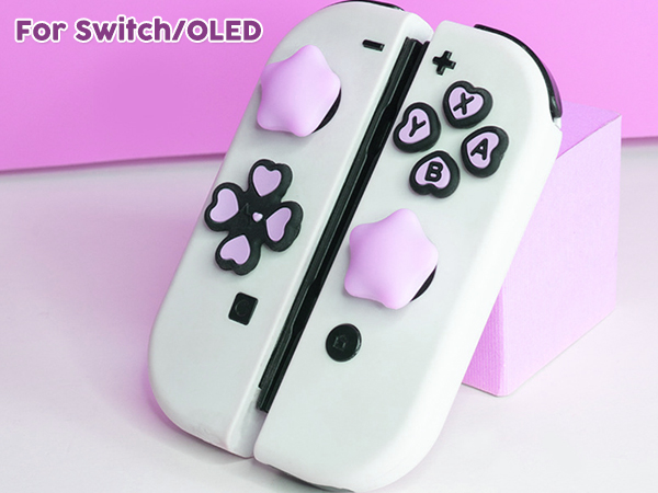 Cute Switch Joycon Thumb Grip Caps, Kawaii D-Pad Button Cover