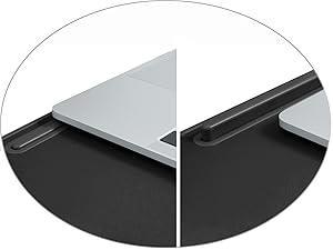 Lap Desks with spring-loaded stopper to keep laptop from sliding off and create more room when press